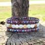 YGLINE Boho Handmade Natural Stone Bead 3 Row Wide Wrap Wrist Statment Bracelet Jewelry Collection