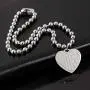 Womens iGirl Heart Pendant Necklace - Double Side Letter Necklace Stainless Steel Harajuku Female Symbol Gothic Streetwear Chain Necklace for Girls