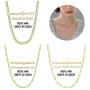 Florideco 3 Pcs Gold Plated Figaro Chain Necklace Stainless Steel Paperclip Link Chain Necklace for Women Men Dainty Flat Herringbone Chain 4mm Wide 16-24 Inch