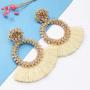 Krun Beaded Tassel Earrings for Women - Bohemian Statement Handmade Hoop Fringe Dangle Earrings, Idea Gift for Mom, Sister and Friend