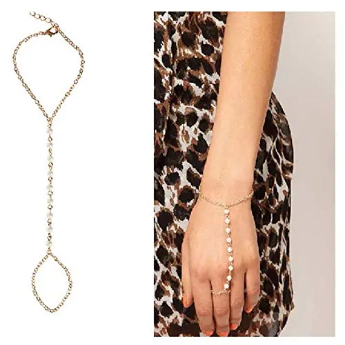TseanYi Pearl Slave Bracelet Freshwater Pearl Gold Finger Bracelet Boho Hand Chain Jewelry for Women and Girls (Gold) TseanYi Pearl Slave Bracelet Freshwater Pearl Gold Finger Bracelet Boho Hand Chain Jewelry for Women and Girls (Gold)