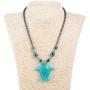 BlueRica Large Turquoise Sea Turtle Pendant on Hematite Beads Necklace
