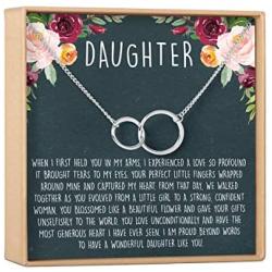 Dear Ava Daughter Necklace: Gift for Daughter, Daughter Jewelry, Mother Daughter, 2 Asymmetrical Circles (Silver-Plated-Brass, NA)