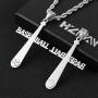 HZMAN Baseball Bat Cross Stainless Steel Pendant Necklace with 20'' 24'' 28'' Rope Chain