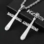 HZMAN Baseball Bat Cross Stainless Steel Pendant Necklace with 20'' 24'' 28'' Rope Chain HZMAN Baseball Bat Cross Stainless Steel Pendant Necklace with 20'' 24'' 28'' Rope Chain