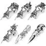 PANTIDE 6 Pcs Punk Gothic Knuckle Joint Full Finger Double Rings, Silvery Armour Cool Rings Punk Rock Hinged Loop Activity Rings for Men Women Halloween Cosplay Costume Accessories Jewelry Gifts