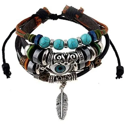 Evil Eye Bracelet for Women Man, Leather Bracelets Adjustable Charm Beads Best Friend for Teen Girls jewelry Evil Eye Bracelet for Women Man, Leather Bracelets Adjustable Charm Beads Best Friend for Teen Girls jewelry