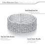 Yumei Jewelry 5 Strand Rhinestone Stretch Bracelet Silver-tone Sparkling Bridal Tennis Bangle