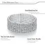 Yumei Jewelry 5 Strand Rhinestone Stretch Bracelet Silver-tone Sparkling Bridal Tennis Bangle Yumei Jewelry 5 Strand Rhinestone Stretch Bracelet Silver-tone Sparkling Bridal Tennis Bangle