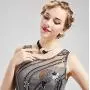 Coucoland 1920s Imitation Pearls Necklace 20s Gatsby Knot Pearl Necklace 1920s Flapper Pearls Accessories Two-Tone Stitching Style