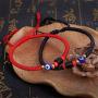 kelistom Red/Black Evil Eye Bracelet for Women Men Teen Girls Boys Hand-Woven Tibetan Buddhist Bracelets for Protection and Good Luck