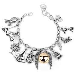 HEN-NIGHT Harry Potter Golden Snitch Charms Themed 8'' Friendship Bracelets for Teens Girl Women Charm Bracelet Quality Cosplay Jewelry