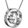 Double Ring Cremation Urn Ashes Necklace No Longer by My Side,Forever in My Heart Carved Locket Waterproof Memorial Pendant