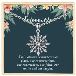 LOVEON Snowflake Necklace for Women Sterling Silver Pendant with Cubic Zirconia Christmas Birthday Gifts Jewelry for Girls Friend Her, 18 Inches