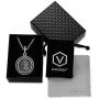 VENICEBEE Saint Christopher Medal Solid 925 Sterling Silver Pendant Necklace with Chain Black Pouch Polishing Cloth Gift Box