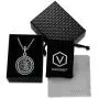 VENICEBEE Saint Christopher Medal Solid 925 Sterling Silver Pendant Necklace with Chain Black Pouch Polishing Cloth Gift Box