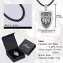 Aniu St Michael Necklace Sterling Silver for Men Women, Archangel Protect Angel Guardian Saint Michael Amulet Shield Protection Pendant Unique Jewelry Gift, Protect Us Good Luck Pendant