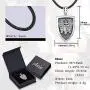 Aniu St Michael Necklace Sterling Silver for Men Women, Archangel Protect Angel Guardian Saint Michael Amulet Shield Protection Pendant Unique Jewelry Gift, Protect Us Good Luck Pendant