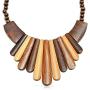 Bling Jewelry Tribal Artisan Multi Tone Teak Wood Boho Tribal Fan Bib Collar Statement Necklace for Women Adjustable