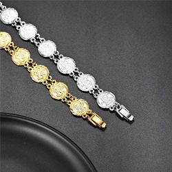 U7 Allah Bracelet for Women Girls|Platinum 18K Gold Plated Link Chain Coin Style Bracelets Bangle Religious Muslim Jewelry