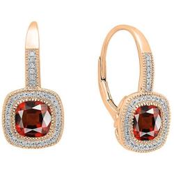 Dazzlingrock Collection 10K Each 6 MM Cushion Gemstone & Round Diamond Ladies Halo Style Dangling Drop Earrings, Rose Gold