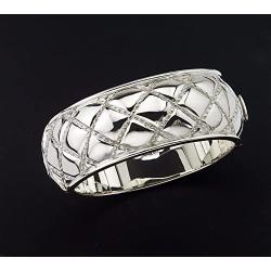 AX Jewelry Thistle & Bee Sterling Silver Wide Quilted Bangle Bracelet