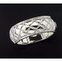 AX Jewelry Thistle & Bee Sterling Silver Wide Quilted Bangle Bracelet
