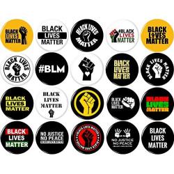 Black Lives Matter 20 NEW 1 Inch (25mm) Set of 20 Pinback Buttons Badges Pins 1'' BLM