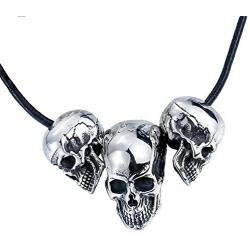 PAMTIER Mens Stainless Steel Gothic Biker Skull Pendant Necklace DIY Jewelry