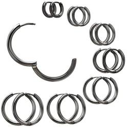 Hoop Earrings for Women 7 Pairs Small Stainless Steel Huggie Earrings Set | Cartilage hypoallergenic Huggie Hoop 14pcs Earrings Piercing Jewelry for Women Girls Men(8mm-20mm)