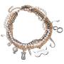 hanreshe Cosplay Costume Accessories Gold Layered Chain Choker Multi Charm Pendant Pearl Chain Bruce Necklace for Women Girls Handmade Boho Jewelry