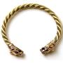 LynnAround Bronze Norse Viking Fenrir Wolf Head Twisted Cable Bangle Cuff Bracelet Arm Ring Pagan Jewelry