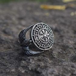SanLan Vegvisir Ring Triskele Ring Norse Viking Ring Magic Compass Viking Jewel Iceland Runic Compass Futhark Runes Stave Nordic Jewelry