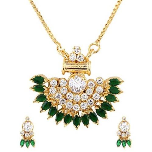 Efulgenz Gold Tone Indian Bollywood Ethnic American Diamond Traditional Pendant Necklace with Chain and Earrings Jewelry for Girls/Women