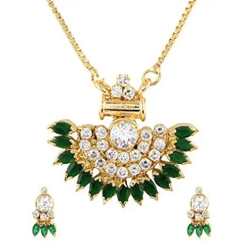 Efulgenz Gold Tone Indian Bollywood Ethnic American Diamond Traditional Pendant Necklace with Chain and Earrings Jewelry for Girls/Women