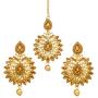 Bindhani Indian Style Bollywood Jewellery Hair Accessories Maang Tika Headpiece Bridal Bridesmaid Wedding Traditional Bahubali Gold Plated Chandbali Kundan Earrings Mang Tikka Jewelry For Women