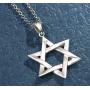 FANCIME White Gold Plated 925 Sterling Silver Polished Shiny Big Large Star Of David Pendant Necklace Silver Jewelry for Mens Boys, With 20 Inch Durable Lobster Clasp Rolo Chains