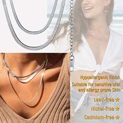 PROSTEEL Herringbone Choker Necklace for Women, Stainless Steel/Sterling Silver Chain in Silver/Yellow Gold/Rose Gold/Black Tone, 12/15/18 inch with 3.5 inch Extenders, Come Gift Box