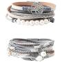 LOYALLOOK 2Pcs Leather Wrap Cuff Bracelet Women Multilayer Tree Wristband Bracelet Magnetic Buckle Boho Bracelet Bangle Jewelry for Mother Friends