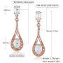 White Rose Gold Plated Opal Dangle Earrings Drop for Women Girls Hypoallergenic