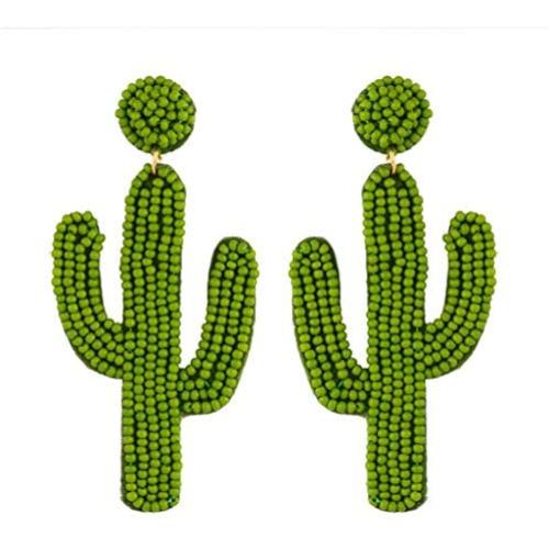 Statement Beaded Drop Earrings for Women Bohemian Cute Cactus Sequins Leaf Evil Eyes Beaded Dangle Earrings Boho Handmade Hoop Earrings Fashion for Love Women Girls Wedding Jewelry