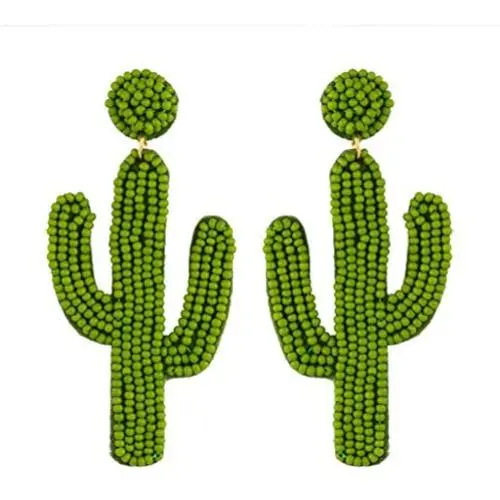 Statement Beaded Drop Earrings for Women Bohemian Cute Cactus Sequins Leaf Evil Eyes Beaded Dangle Earrings Boho Handmade Hoop Earrings Fashion for Love Women Girls Wedding Jewelry