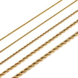 MEMGIFT 18K Real Gold Plated Rope Choker Chain Necklaces for Women Men Boys Teen Girls 2MM 2.5MM 3MM 4MM 5MM 16-28 Inches Chain Simple Fashion Trendy Jewelry Gifts for Mom Dad Sister Daughter Son