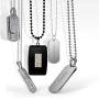 Bling Jewelry Personalize Hip Hop Biker Punk Rock Large Razor Blade Dog Tag Pendant Necklace for Men Black Silver Tone Stainless Steel 20 Inch
