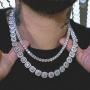 JINAO 10MM 18k Gold Plated Iced out Jumbo Square Sparkling Cluster Cubic Zirconia Tennis Link Chains for Men