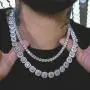 JINAO 10MM 18k Gold Plated Iced out Jumbo Square Sparkling Cluster Cubic Zirconia Tennis Link Chains for Men JINAO 10MM 18k Gold Plated Iced out Jumbo Square Sparkling Cluster Cubic Zirconia Tennis Link Chains for Men