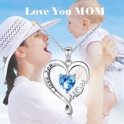JZMSJF 925 Sterling Silver I Love You Mom Love Heart Necklace Dog Mom Animal Paw Print Pendant for Mother Women Wife