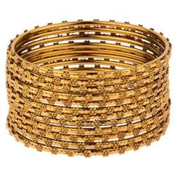 Efulgenz Indian Style Bollywood Antique Traditional 14 K Gold Plated Wedding Bridal Bracelet Bangle Set Jewelry (12 Pc)