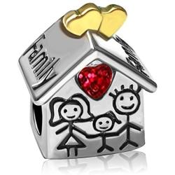 T50Jewelry Family Love House Heart Love Charm Beads For Bracelets Wife