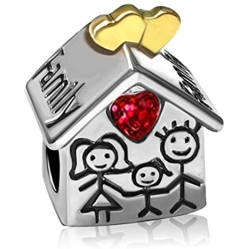 T50Jewelry Family Love House Heart Love Charm Beads For Bracelets Wife